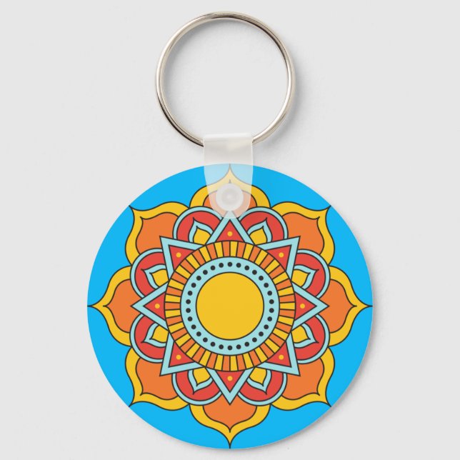 Llavero Flor de Mandala roja geométrica-54567 (Anverso)