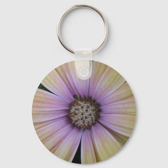Llavero Flor de margarita amarilla y morada (Anverso)