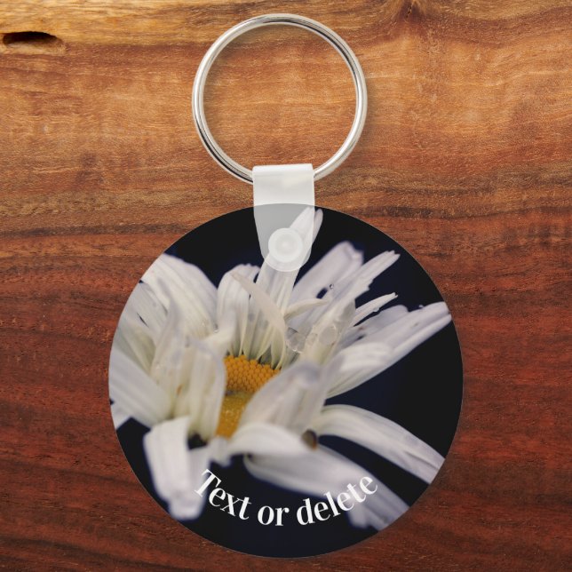 Llavero Flor de margarita blanca personalizada (Anverso)