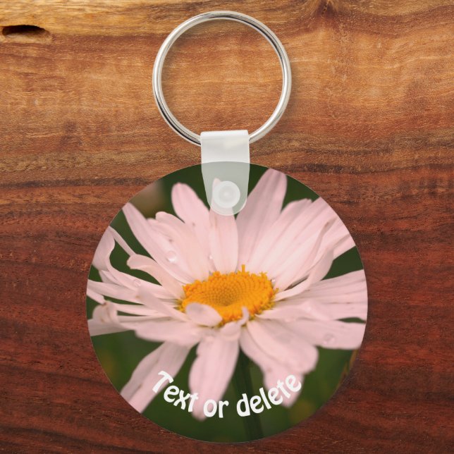 Llavero Flor de margarita blanca personalizada (Anverso)