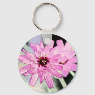 Llavero Flor de margarita rosa. Arte fotográfico floral.