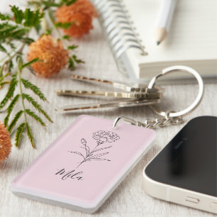 Llavero Flor de natalidad personalizada en enero de carnac
