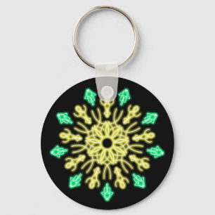 Llavero Flor de neón amarillo y verde