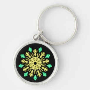 Llavero Flor de neón amarillo y verde
