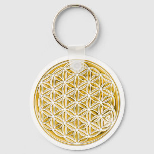 Llavero Flor de oro vivo / oro lleno