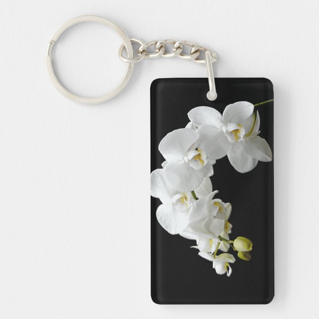 Llavero Flor de orquídeas blancas (Frente)