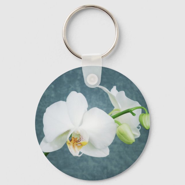 Llavero Flor de orquídeas blancas Zen (Anverso)