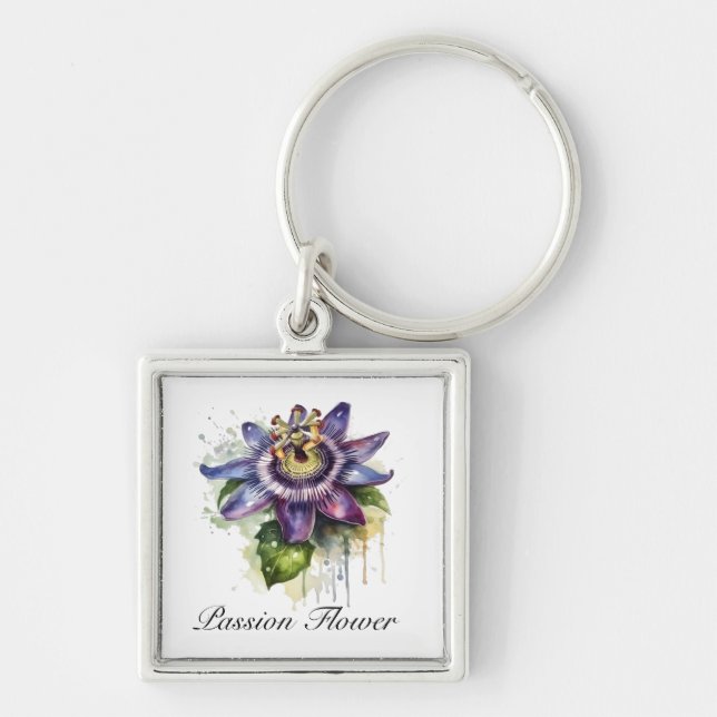 Llavero Flor de pasión púrpura apasionada (Frente)