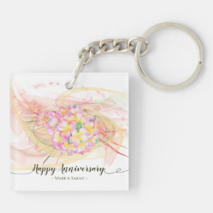 Llavero Flor de Plumeria exótica caligrafía artística a