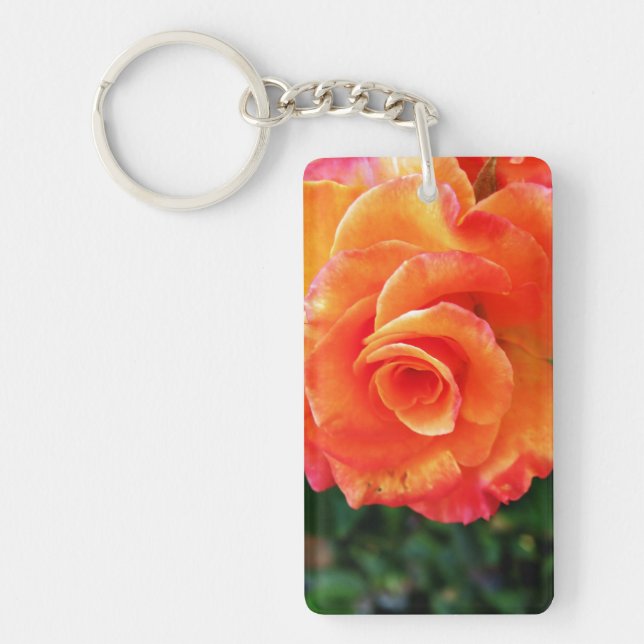 Llavero Flor de rosa naranja (Frente)