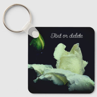 Llavero Flor de rosebudo blanco personalizada