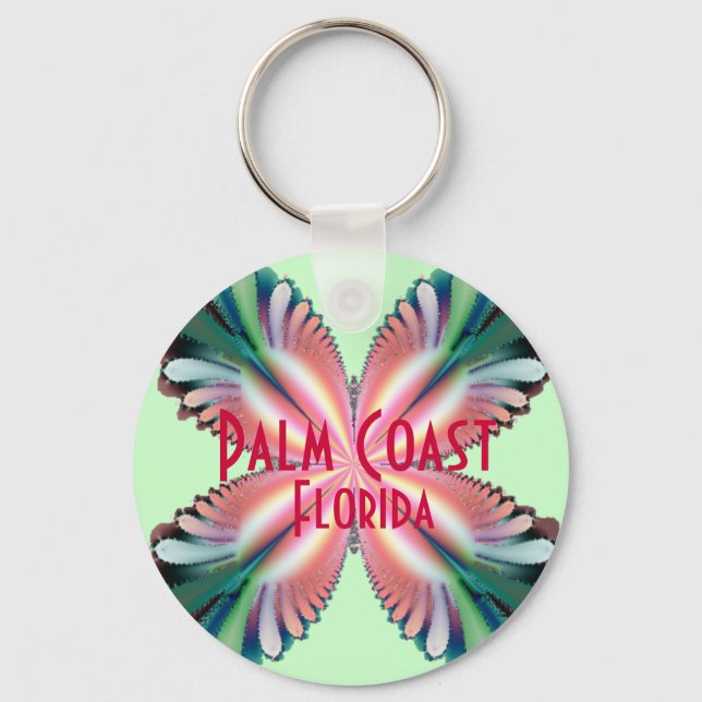 Llavero Flor de satén, costa de palmera, Florida (Anverso)