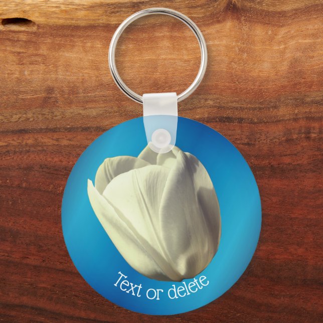 Llavero Flor de tulipán blanco personalizada (Anverso)