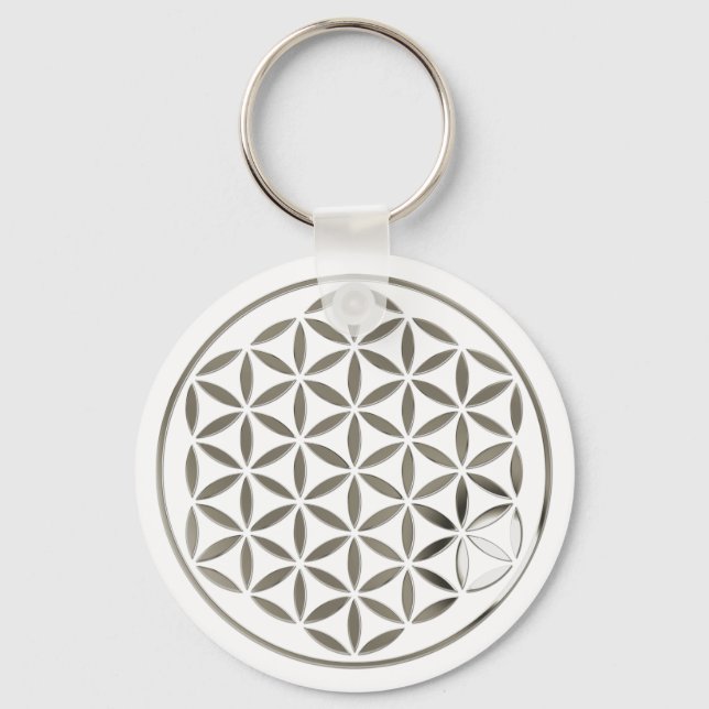 Llavero Flor De Vida 1 - Sello Plateado (Anverso)