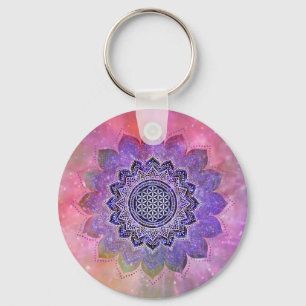 Llavero Flor De Vida - Espacio De Galaxia De Estilo Vintag