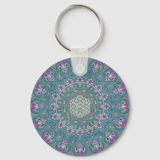 Llavero Flor De Vida - Mandala Estilo India 1 (Anverso)