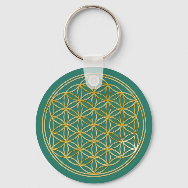 Llavero Flor De Vida | oro, pequeño (Anverso)