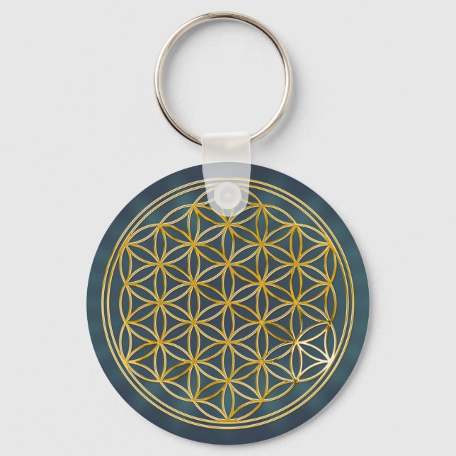 Llavero Flor De Vida | oro, pequeño (Anverso)