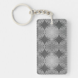 Llavero Flor de vida - patrón de sello - gris