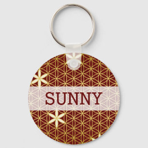 Llavero Flor de vida - patrón sin costuras - dorado