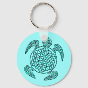 Llavero Flor de vida / Turquesa azul de Líbano