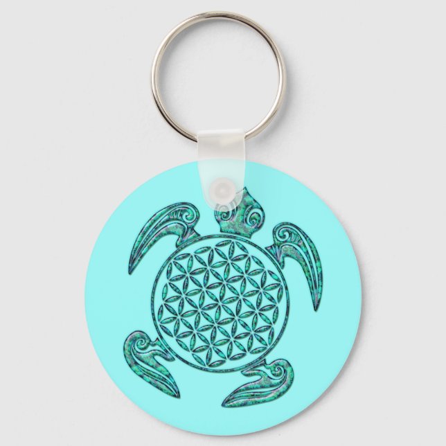 Llavero Flor de vida / Turquesa azul de Líbano (Anverso)