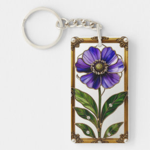 Llavero Flor de vidrio emplomado Art Nouveau elegante