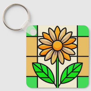 Llavero Flor de vidrio manchado