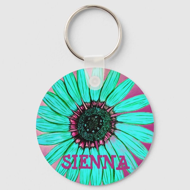 Llavero Flor esbozada personalizada (Anverso)