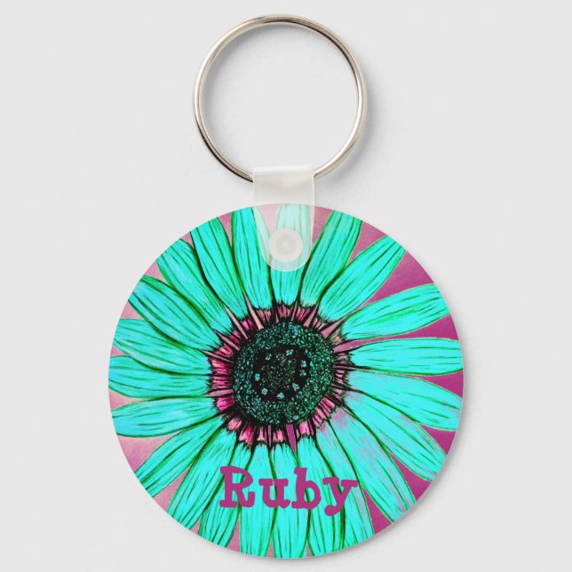 Llavero Flor esbozada personalizada (Anverso)