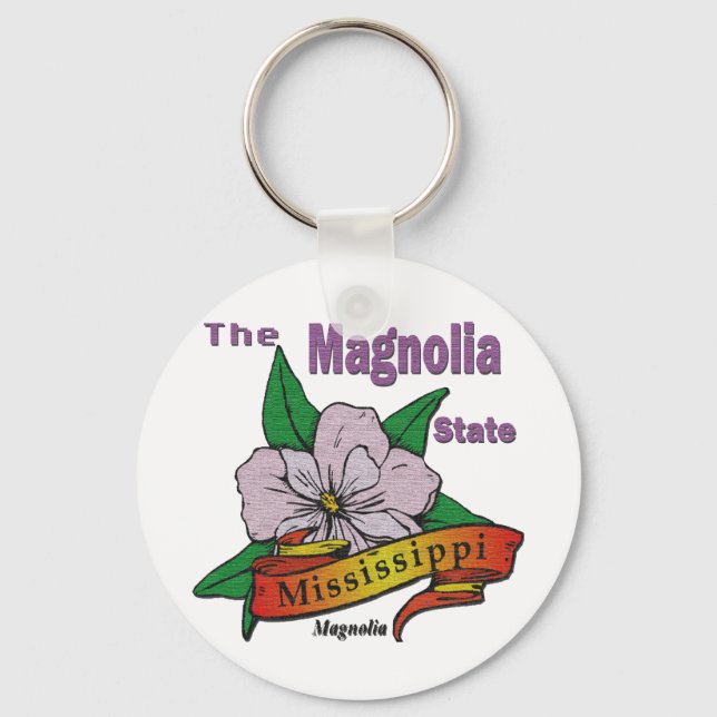 Llavero Flor estatal Misisipi Magnolia (Anverso)