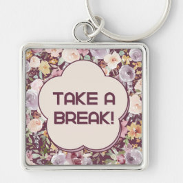 Llavero Flor estética morada y blanca