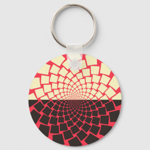 Llavero Flor estilizada: marfil rojo negro