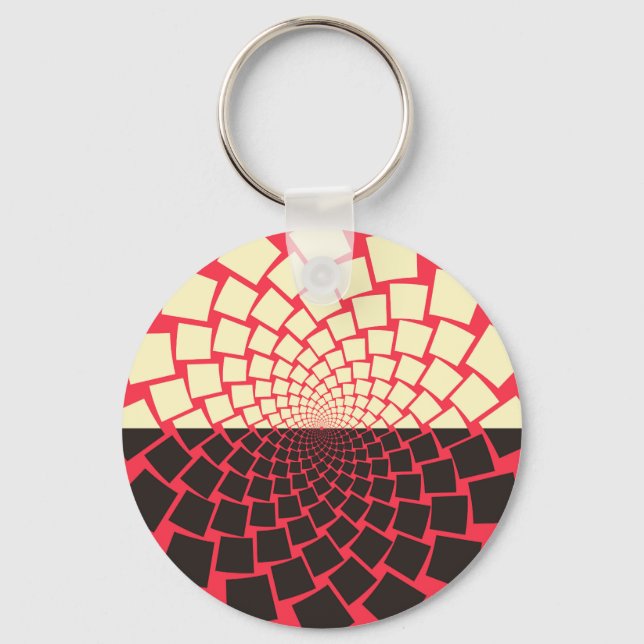 Llavero Flor estilizada: marfil rojo negro (Anverso)