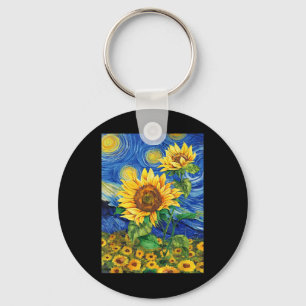Llavero Flor floral de girasol Van Gogh Style Starry Nip