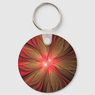 Llavero Flor fractal de fanatismo rojo