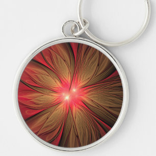 Llavero Flor fractal de fanatismo rojo