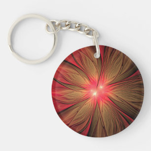 Llavero Flor fractal de fanatismo rojo