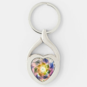 Llavero Flor Fractal de llama colorida