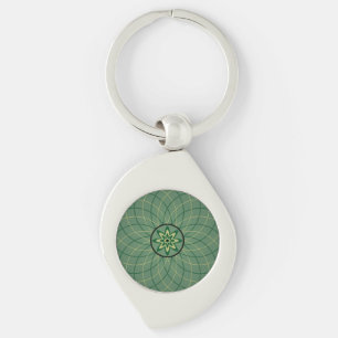 Llavero Flor Geométrica Verde Bosque