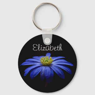 Llavero Flor Gerbera de marea azul personalizada