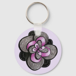 Llavero Flor gótica morado negro abstracto floral