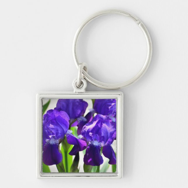 Llavero Flor iris de iris de iris morado (Frente)