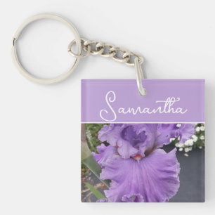 Llavero Flor Iris Flores Púrpura Lavanda Lila Floral