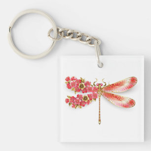 Llavero Flor libélula con sakura de joyas