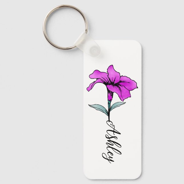 Llavero Flor lirio rosa personalizada (Anverso)