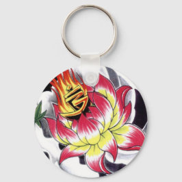 Llavero Flor Lotus al estilo de los tatuajes japoneses