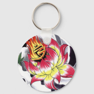 Llavero Flor Lotus al estilo de los tatuajes japoneses