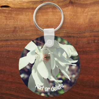 Llavero Flor magnolia blanca personalizada