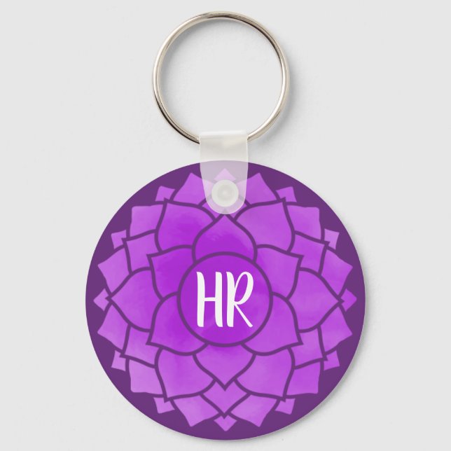 Llavero Flor morada Floral Chakra Diseño Reiki Yogo (Anverso)
